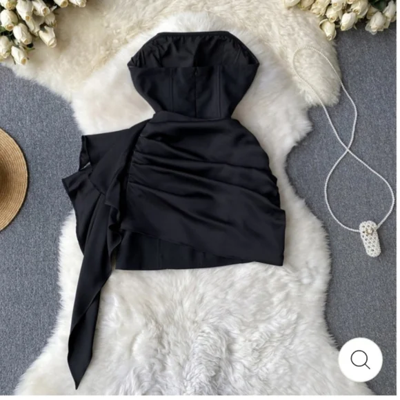 MIAH STRAPLESS PLEATED DRESS - Picture 5 of 5